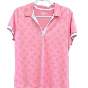 IZOD Golf Pink Polo Shirt With Collar Size L